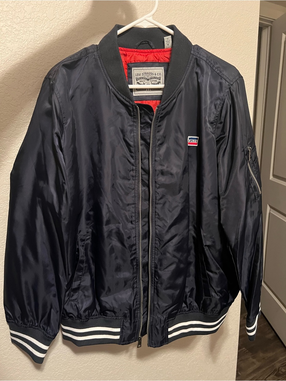Levi's Navy Bomber Jacket with Red Lining - New